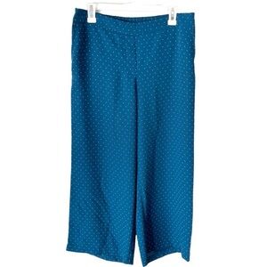 J. Jill Pants Women's Medium Wearever Collection Easy Wear Blue Polka Dot Wide
